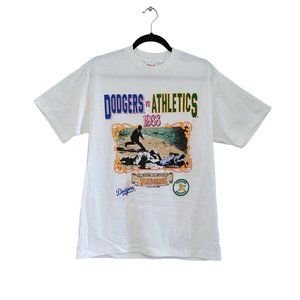1988 Dodgers vs Athletics Vintage Graphic T Shirt Single Stitch Size Large